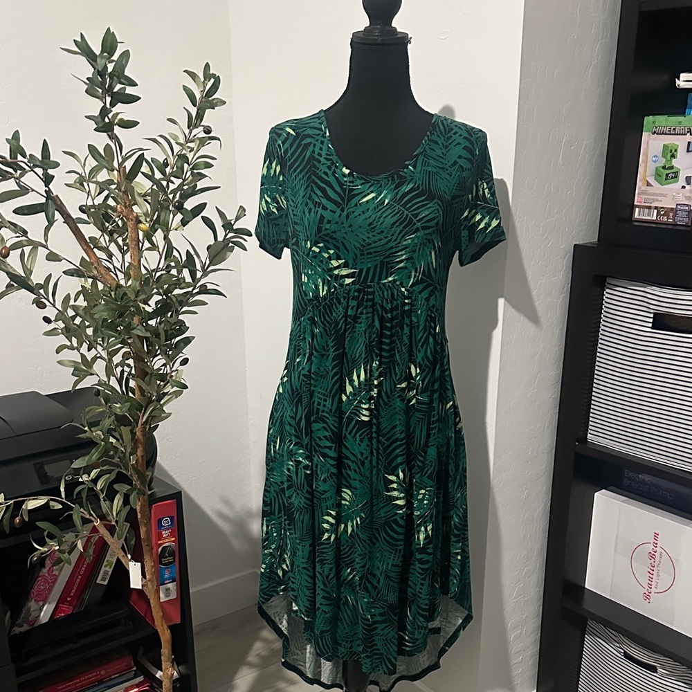 Green Leaf Print Women's Dress